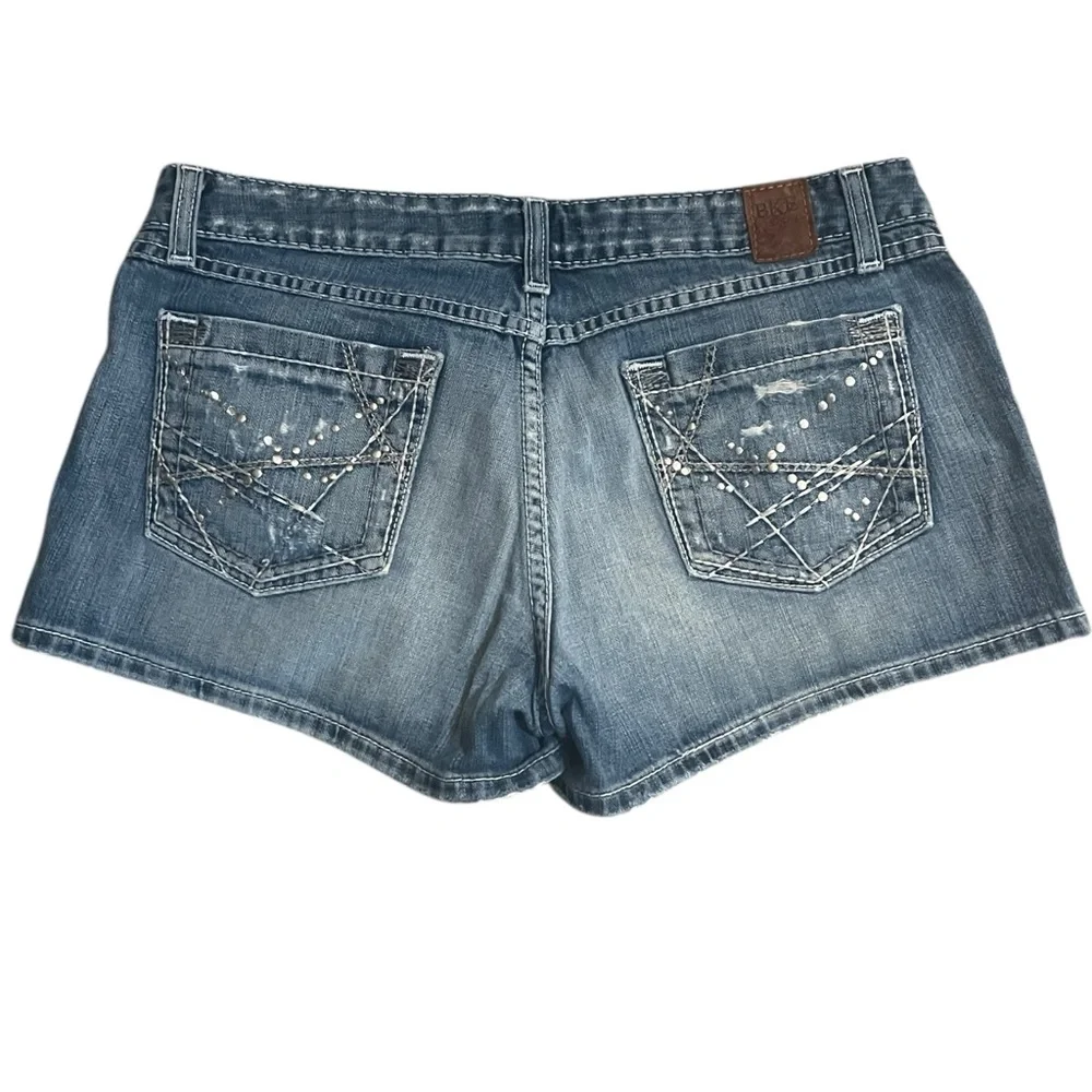 BKE Light Blue Stella Jean Shorts Low Rise Distressed Size 30 Waist - Picture 2 of 13